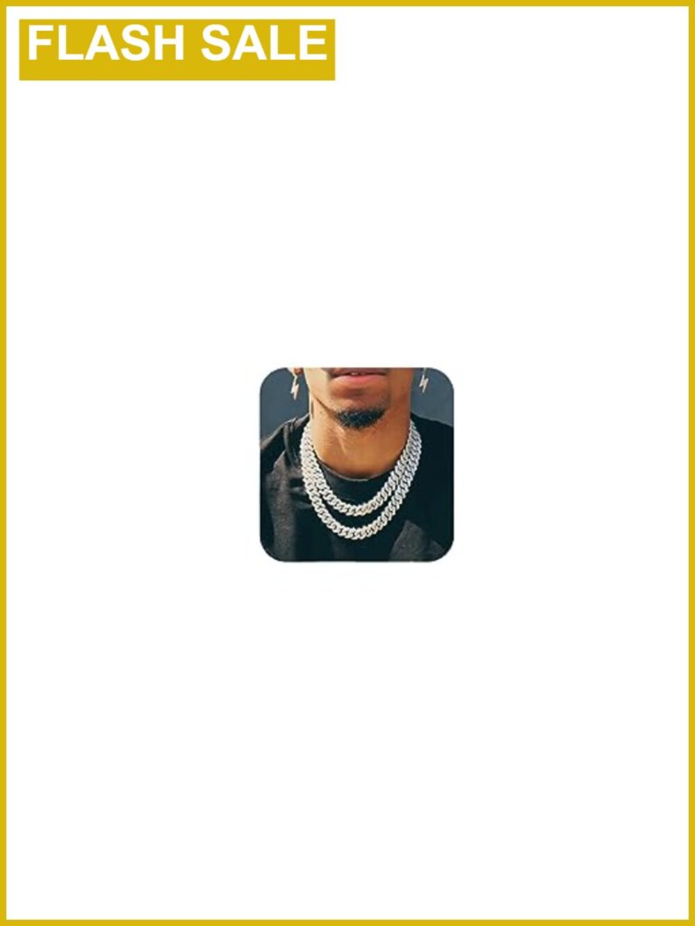 Mens Iced Out Cuban Link Chain Necklace Silver Plated Rhinestone Hip Hop